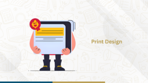 print design with brochure and certificate illustration